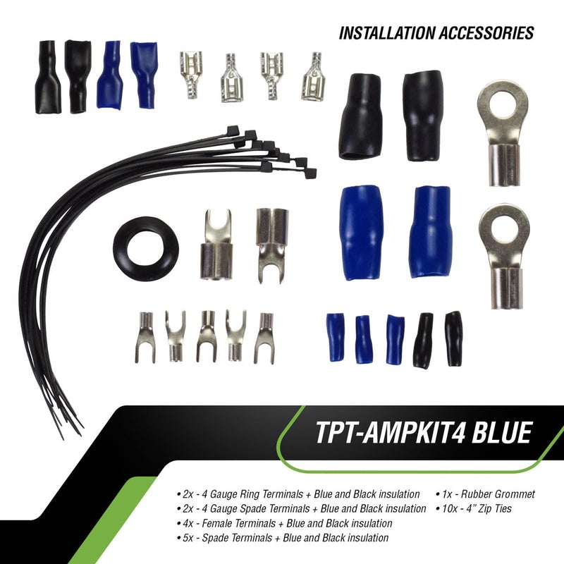 TIMPANO Amplifier Wiring Kit - 4 Gauge Amp Kit 2000 Watts Car Amplifier Installation CCA Cables Kit – 150 Amp Fuse Single Amp TPT-AMPKIT4 Blue - Image 5